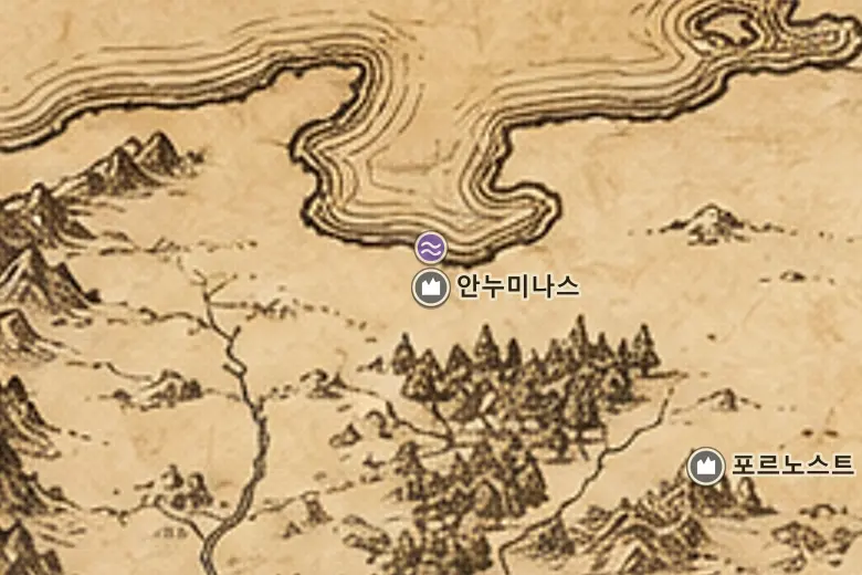 중간계 지도 속 안누미나스