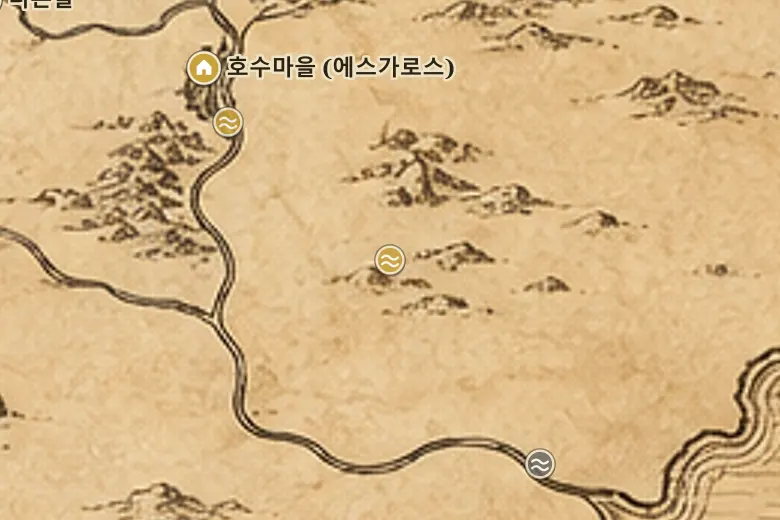 중간계 지도 속 달리는 강 (켈두인)