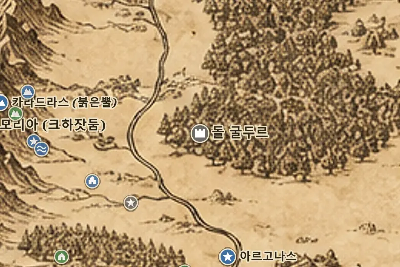 중간계 지도 속 돌 굴두르
