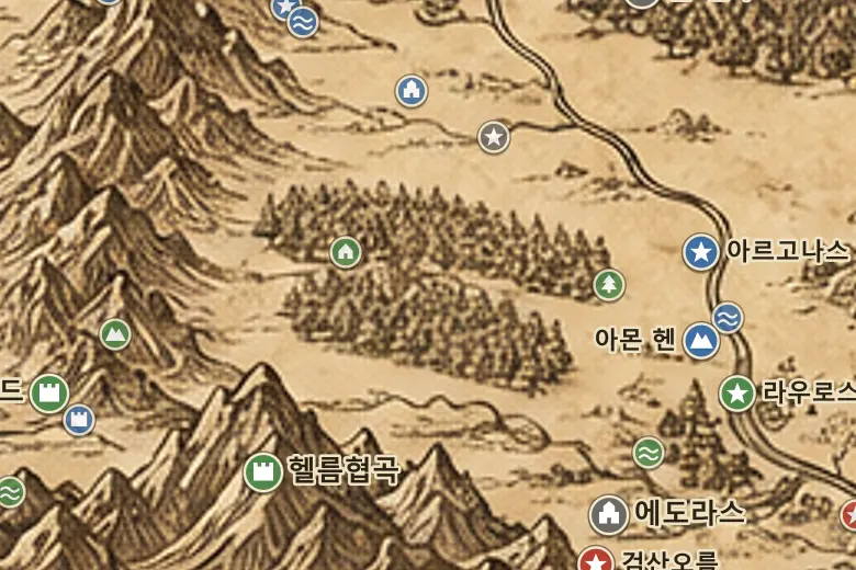 중간계 지도 속 팡고른숲