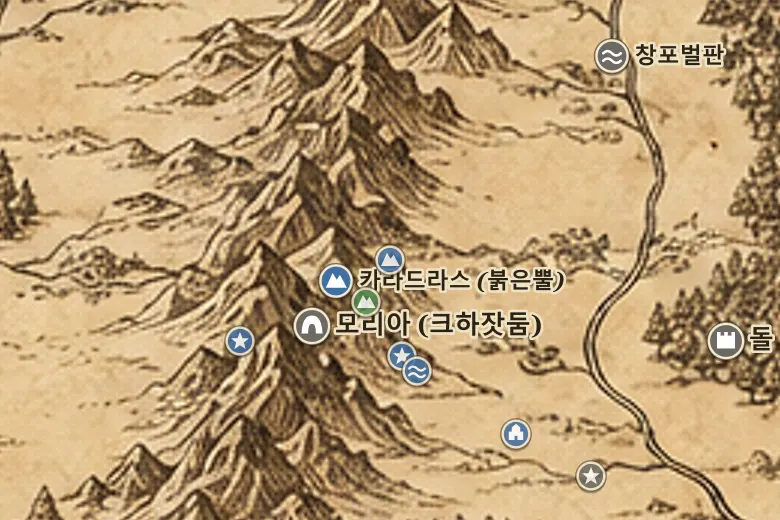 중간계 지도 속 파누이돌 (구름머리)