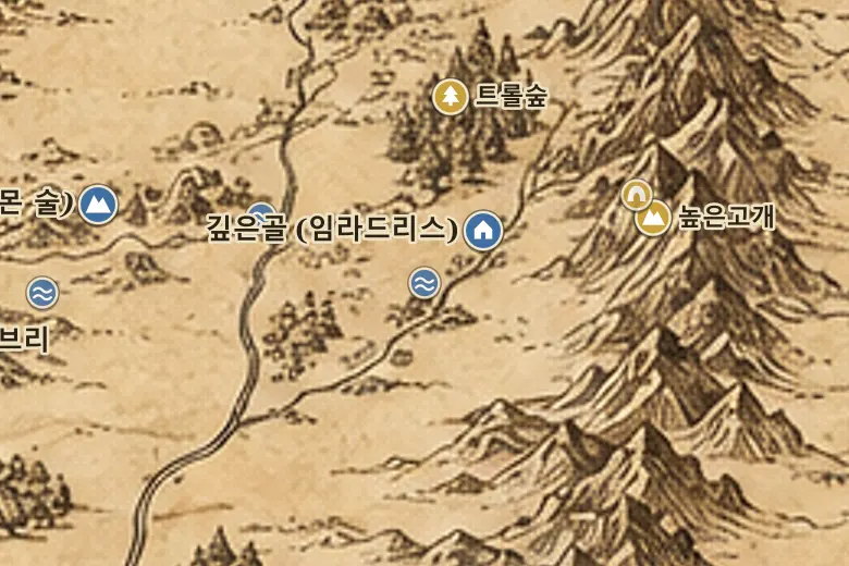 중간계 지도 속 브루이넨여울