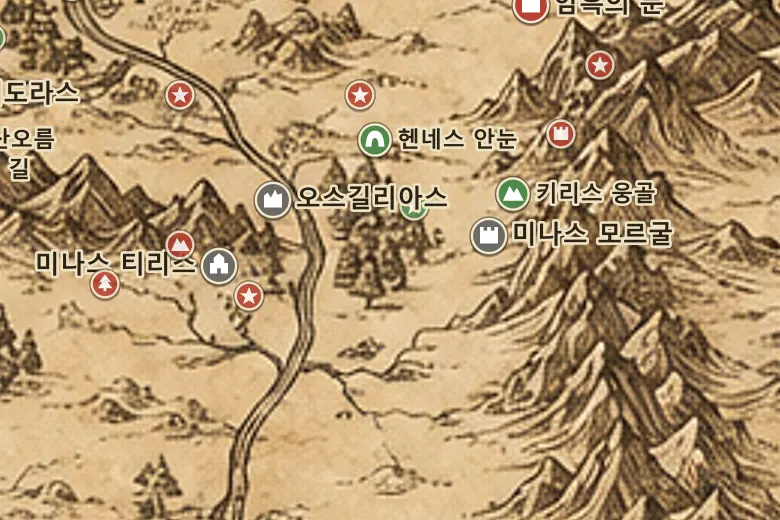 중간계 지도 속 이실리엔