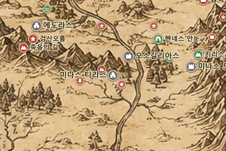 중간계 지도 속 미나스 티리스