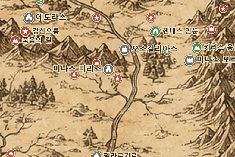 중간계 지도 속 펠렌노르 평원