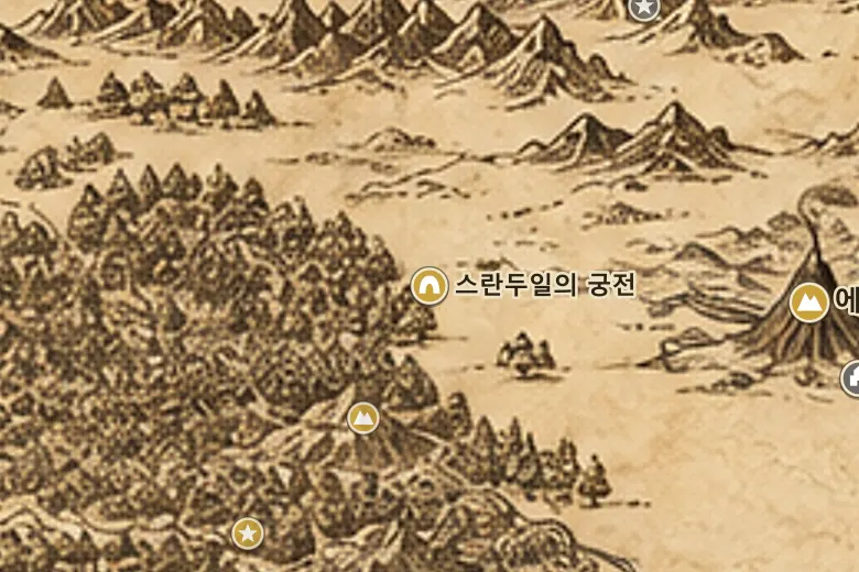 중간계 지도 속 스란두일의 궁전