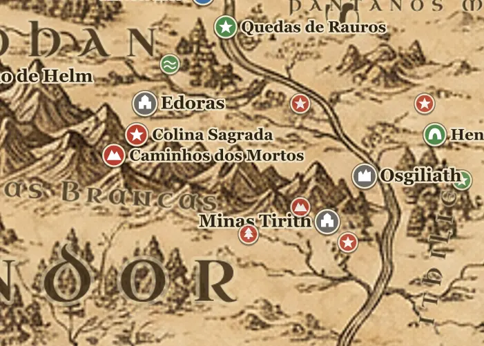 A Cavalgada dos Rohirrim no mapa da Terra-média