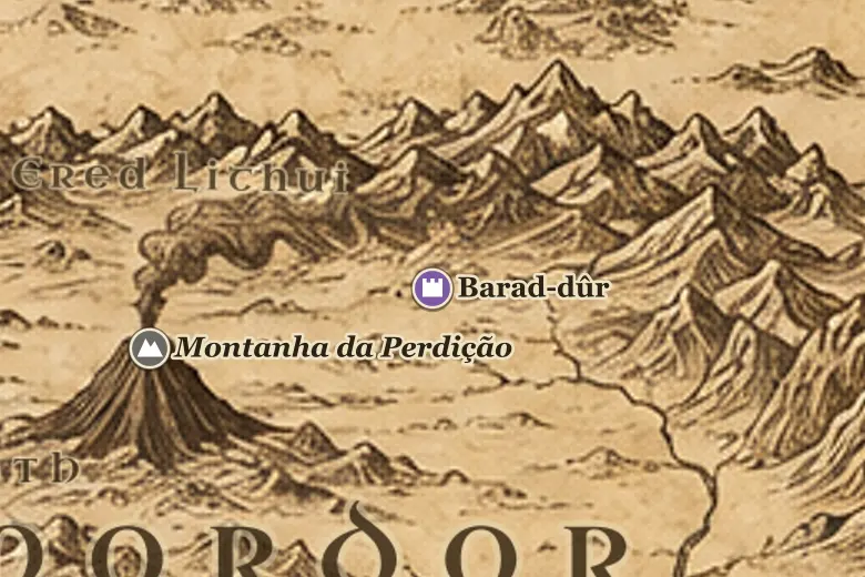 Barad-dûr no mapa da Terra-média