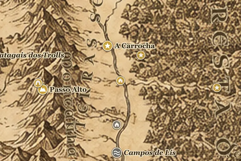 Salão de Beorn no mapa da Terra-média