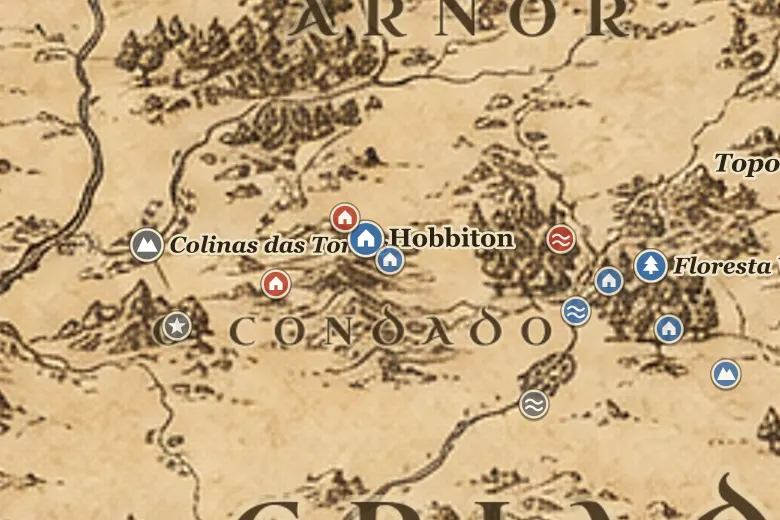 Beirágua no mapa da Terra-média