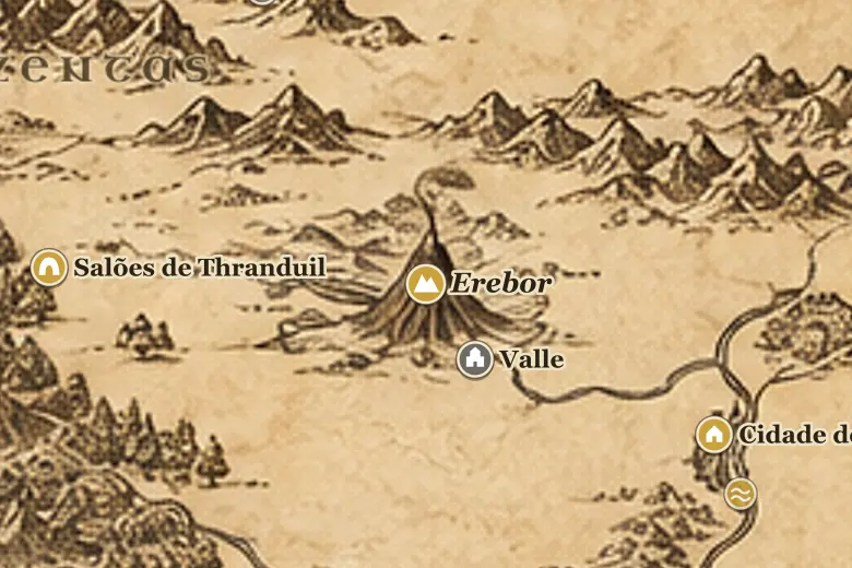 Erebor no mapa da Terra-média