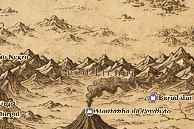 Ered Lithui no mapa da Terra-média