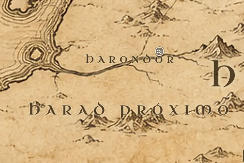 Harondor no mapa da Terra-média