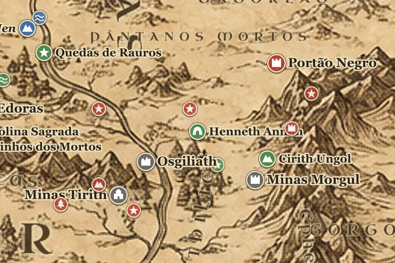 Henneth Annûn no mapa da Terra-média