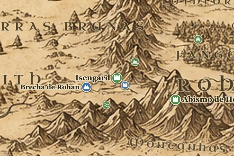 Isengard no mapa da Terra-média