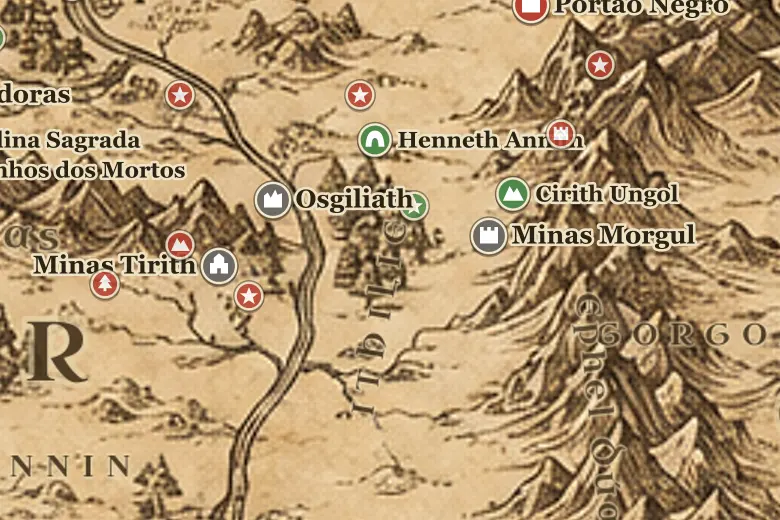 Ithilien no mapa da Terra-média