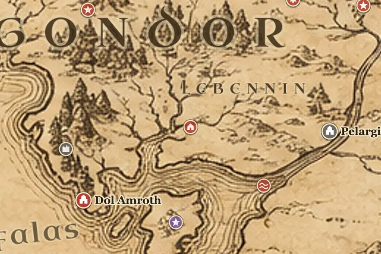 Linhir no mapa da Terra-média