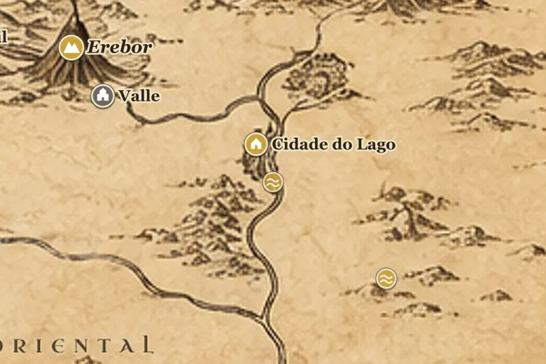 Lago Comprido no mapa da Terra-média