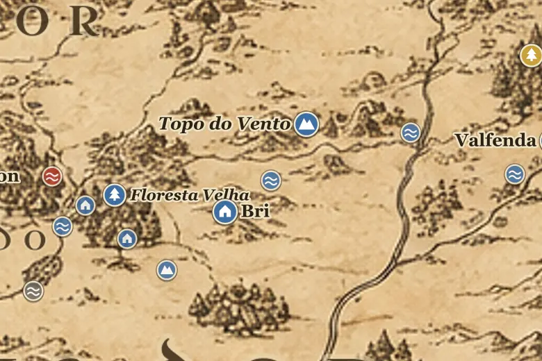 Pântanos de Mosquiágua no mapa da Terra-média