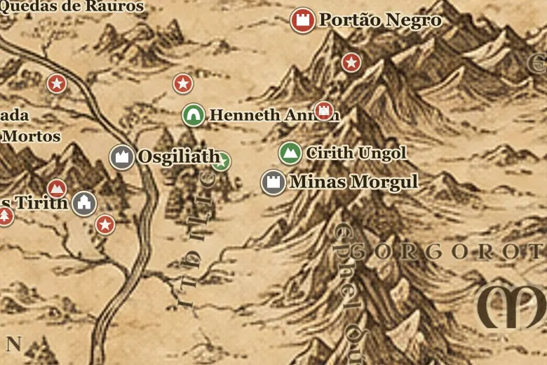 Minas Morgul no mapa da Terra-média