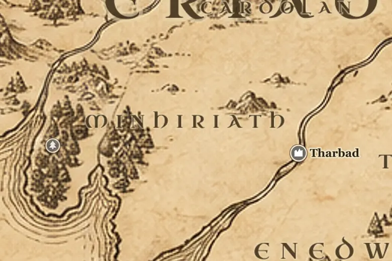 Minhiriath no mapa da Terra-média
