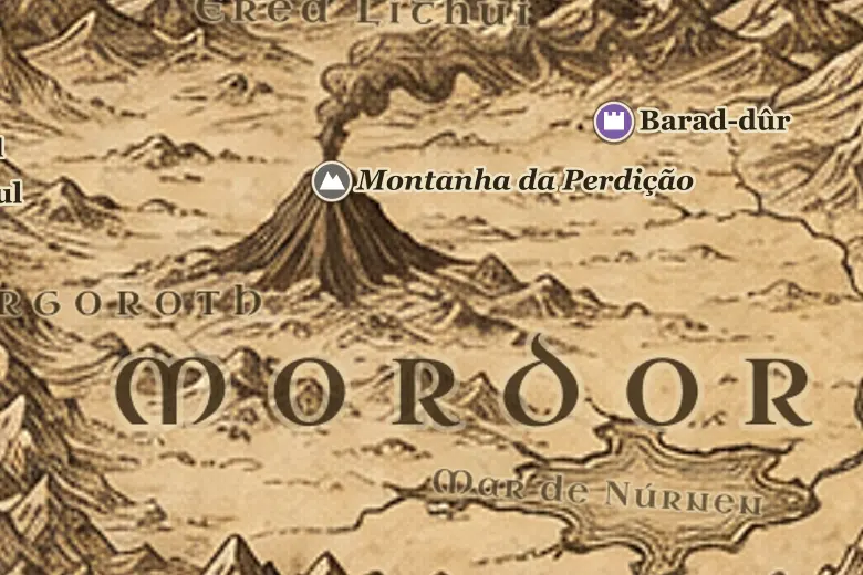 Mordor no mapa da Terra-média