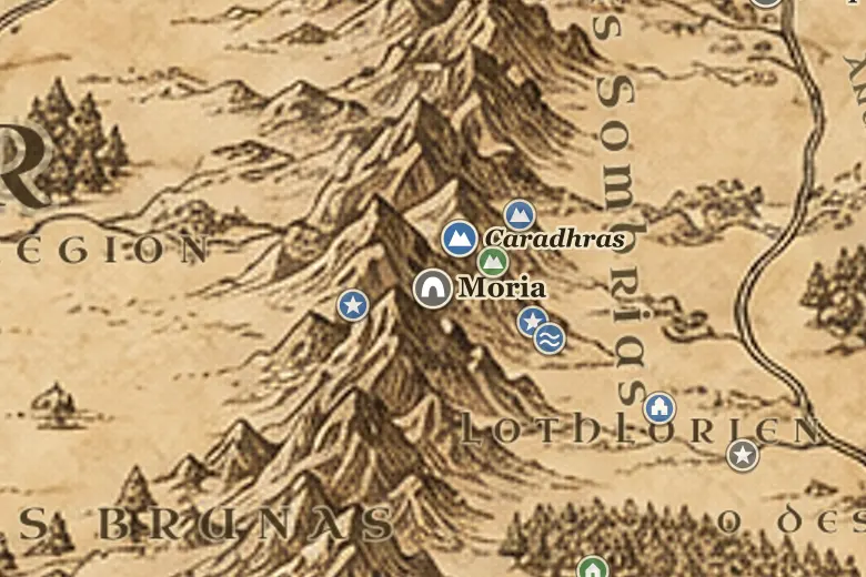 Moria no mapa da Terra-média