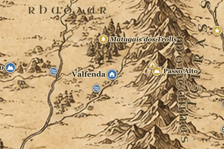 Valfenda no mapa da Terra-média