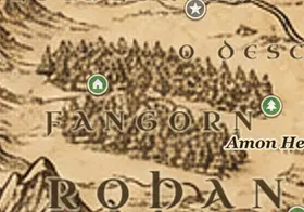 Floresta de Fangorn no mapa da Terra-média