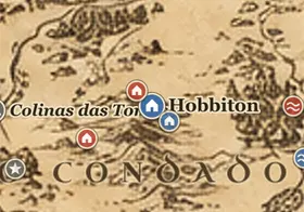 Hobbiton no mapa da Terra-média