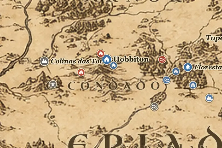O Condado no mapa da Terra-média