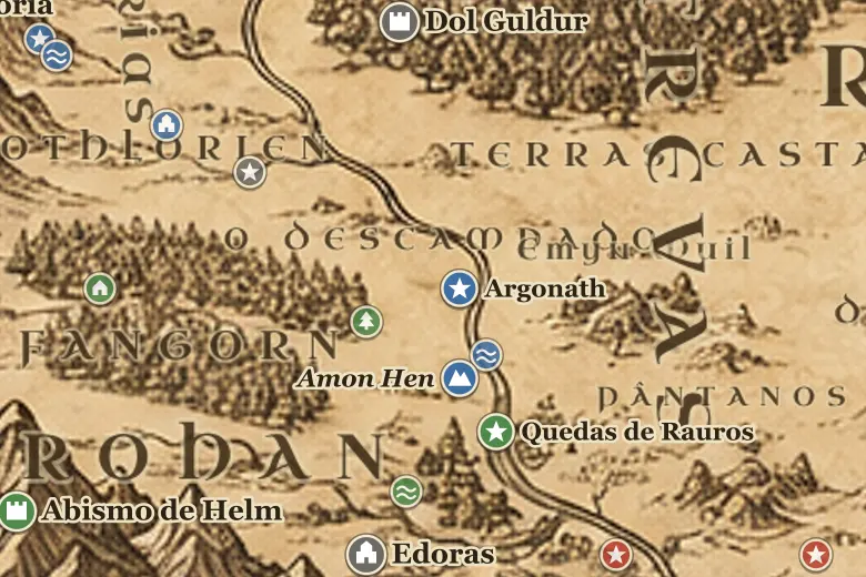 O Descampado no mapa da Terra-média