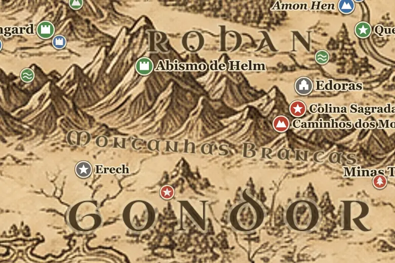 Montanhas Brancas no mapa da Terra-média