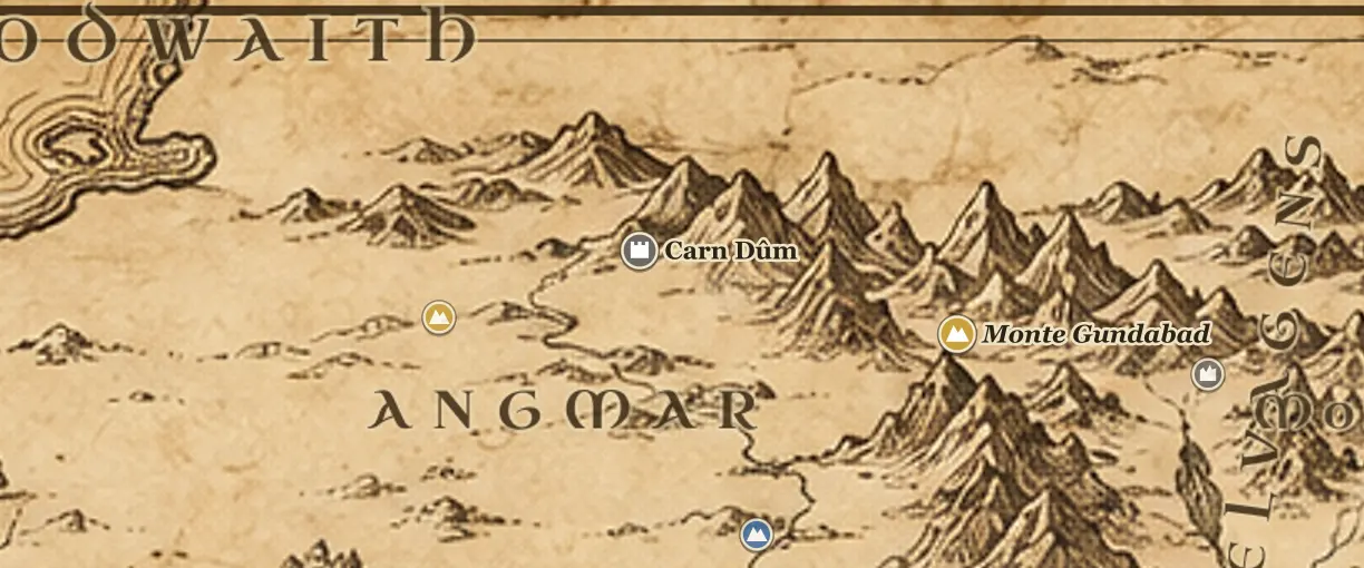 Angmar no mapa da Terra-média