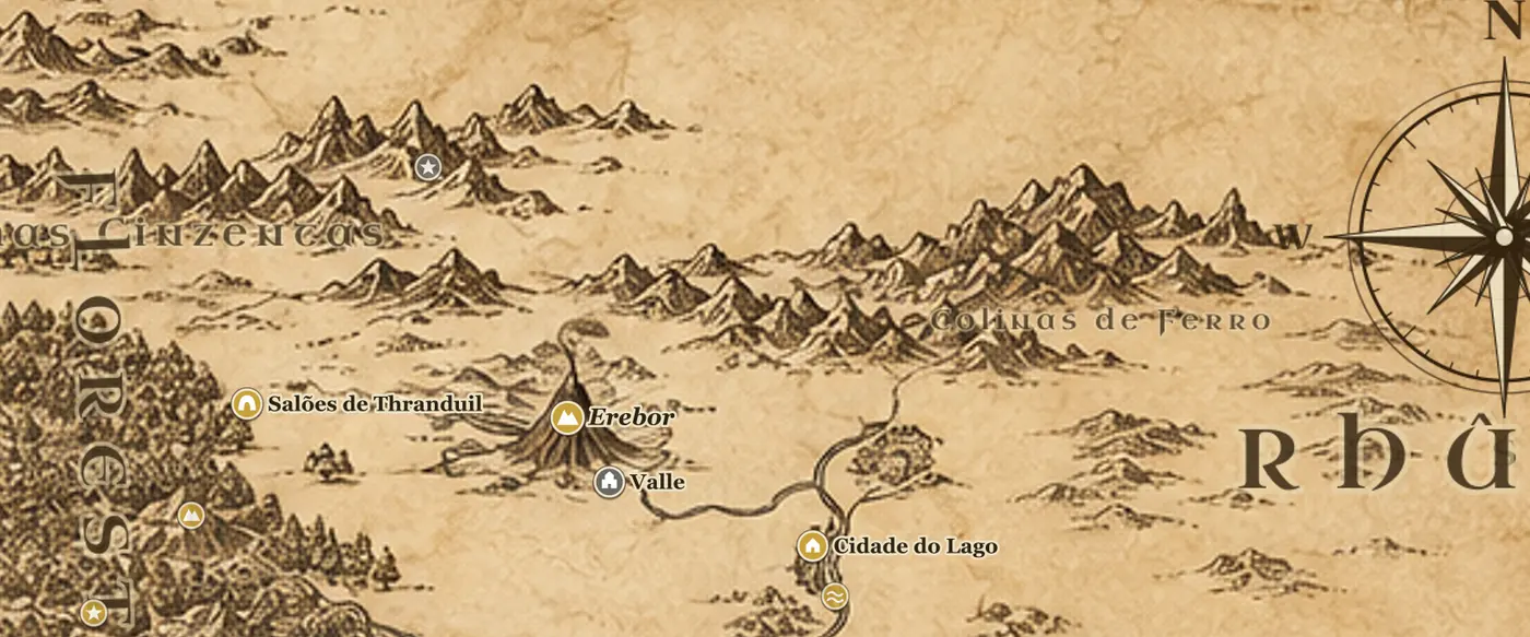 Valle e Erebor no mapa da Terra-média
