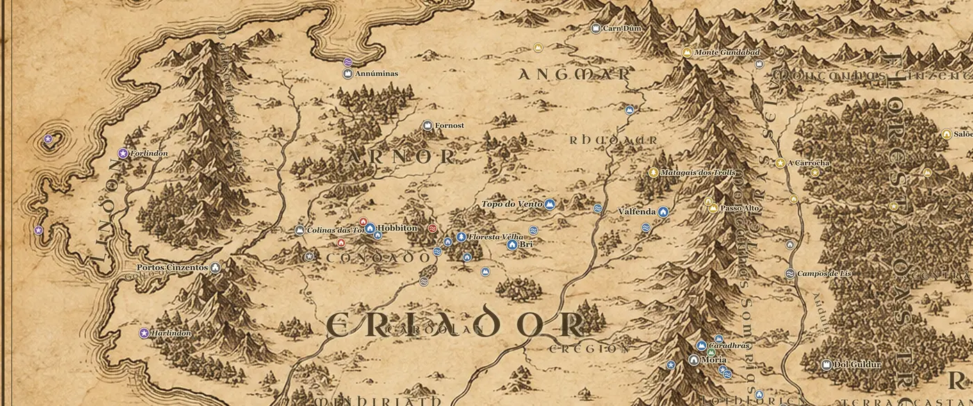 Lindon no mapa da Terra-média
