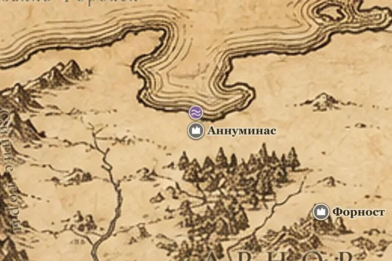Аннуминас на карте Средиземья
