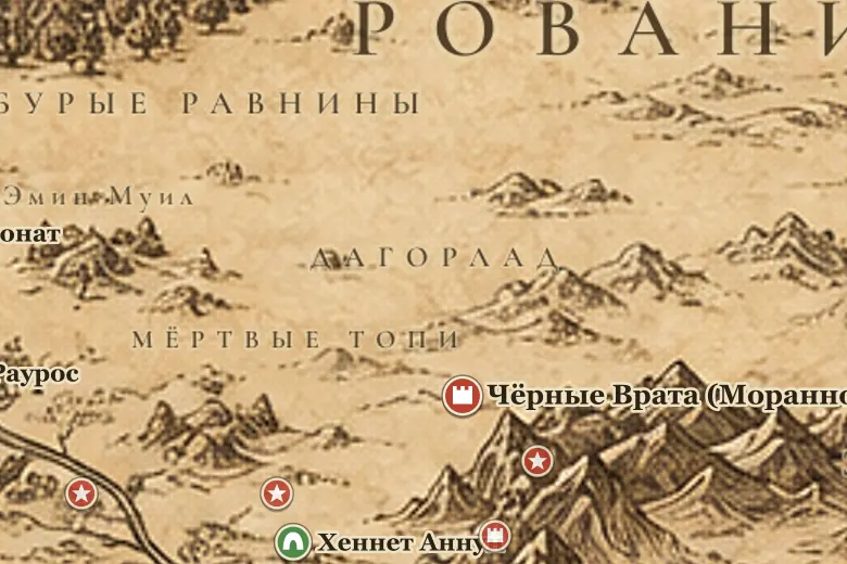 Дагорлад на карте Средиземья