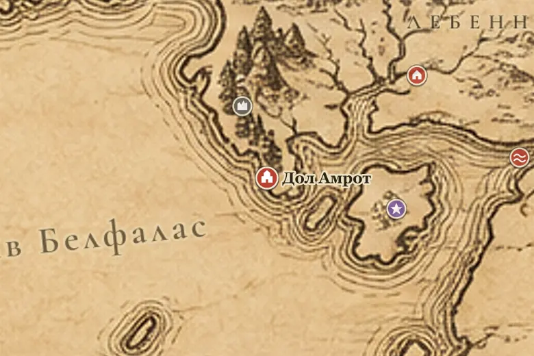 Дол Амрот на карте Средиземья