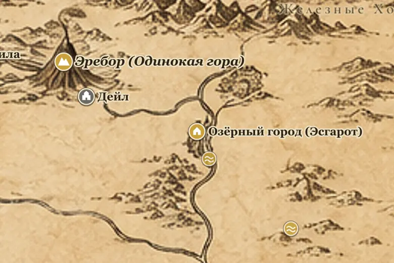 Озёрный город (Эсгарот) на карте Средиземья