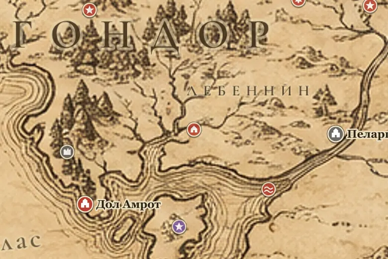 Линхир на карте Средиземья