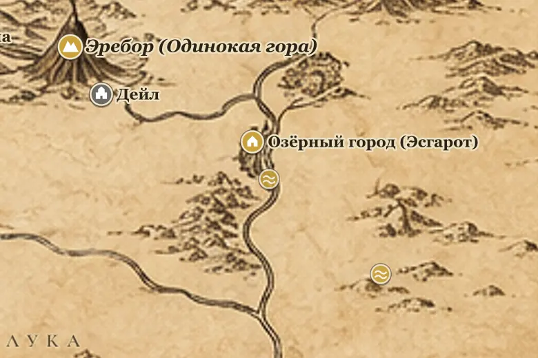 Долгое озеро на карте Средиземья
