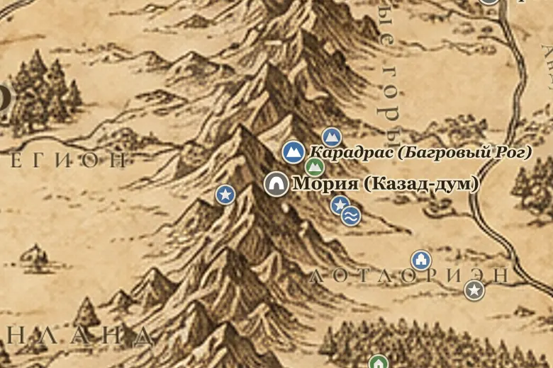 Мория (Казад-дум) на карте Средиземья