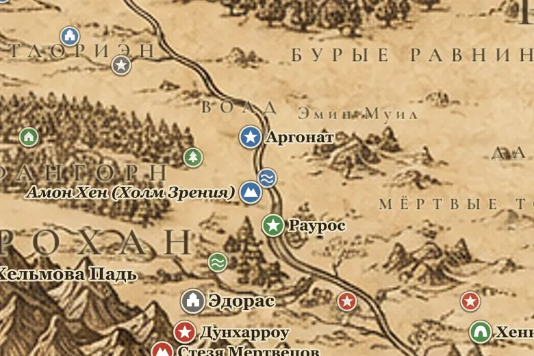 Нен Хитоэль на карте Средиземья